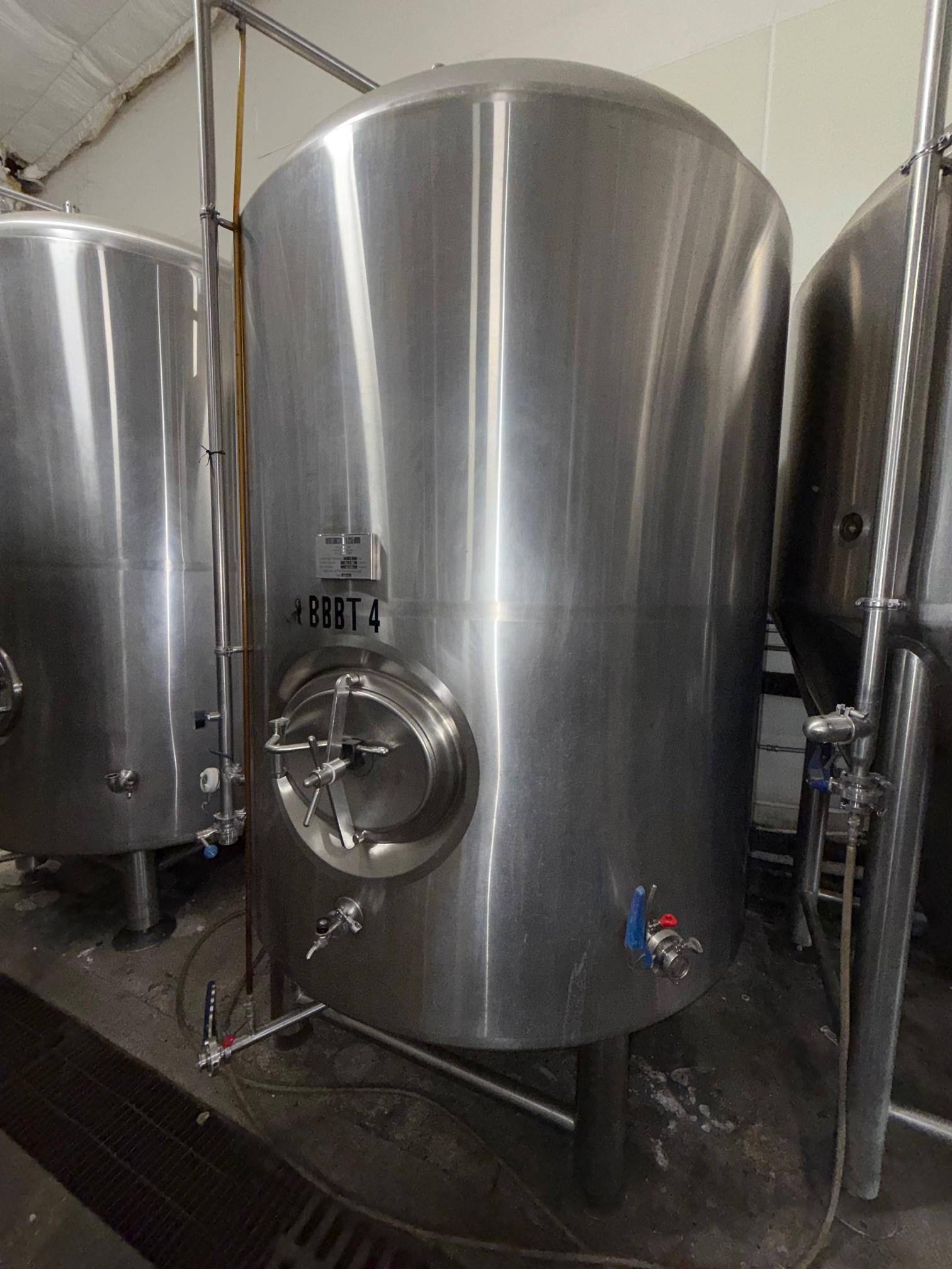 Brite Tank, Kent, 45.3 BBL Gross Volume, 40 BBL Net Volume, 72”D x 126”H, 15 PSI, Stainless Steel...