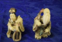 7 CARVED AND PAINTED ASIAN FIGURINES!