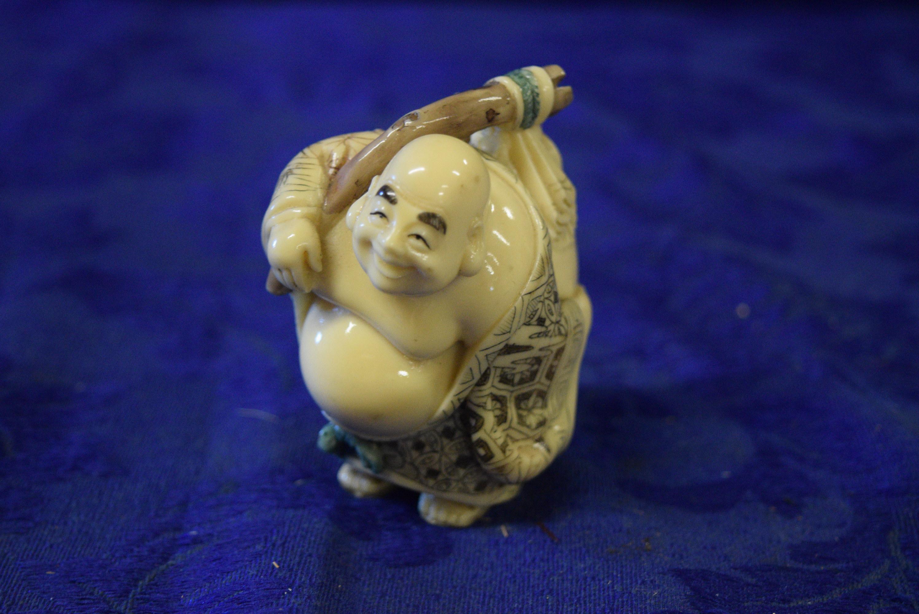 7 CARVED AND PAINTED ASIAN FIGURINES!