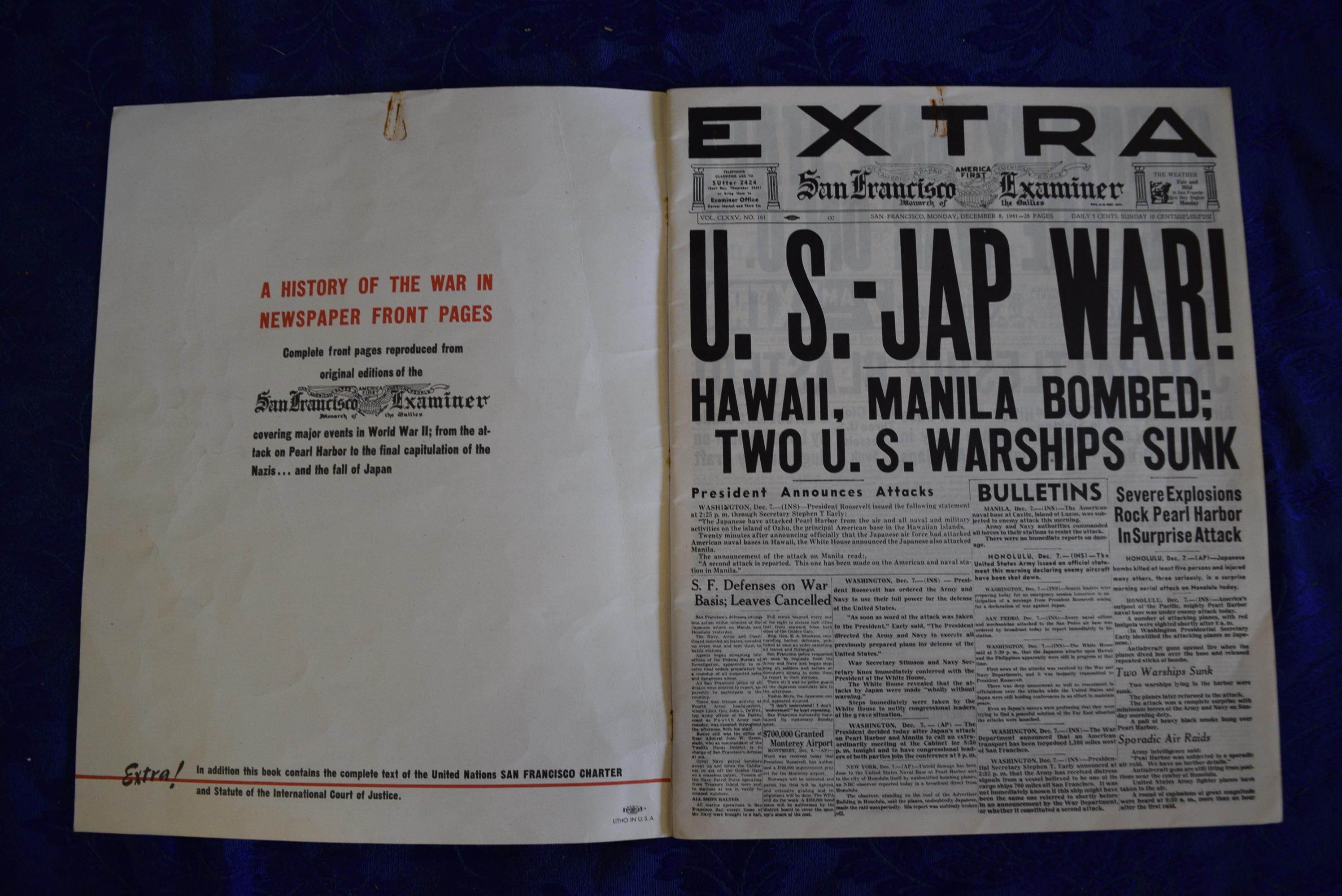 WWII SAN FRANCISCO EXAMINER FRONT PAGES!