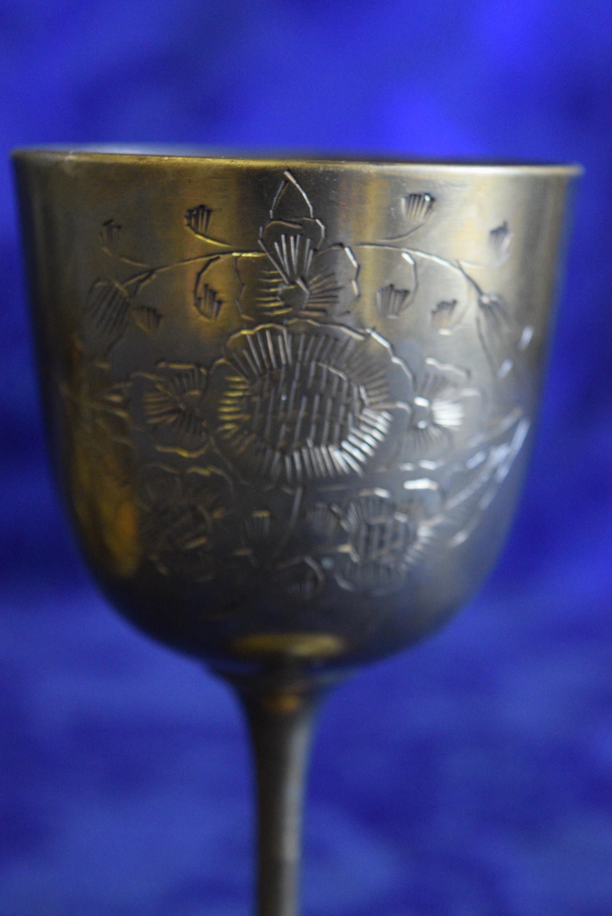 STUNNING 1970'S BRASS GOBLETS WITH TRAY!