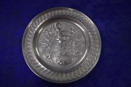 VINTAGE GERMAN PEWTER WALL PLATES!