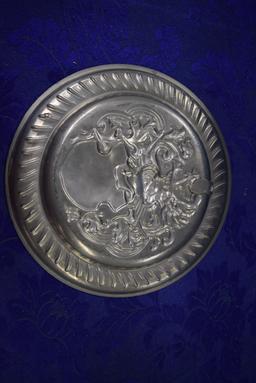 VINTAGE GERMAN PEWTER WALL PLATES!