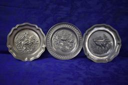 VINTAGE GERMAN PEWTER WALL PLATES!