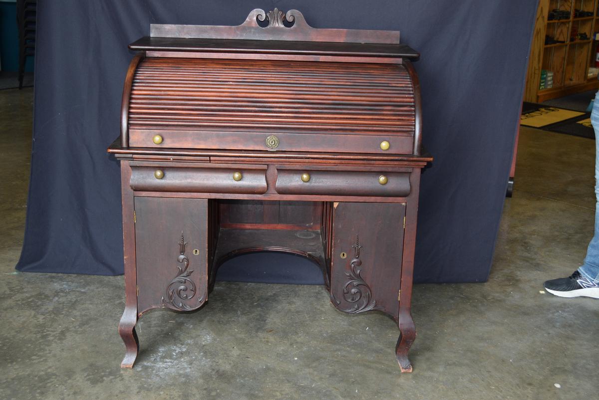 19TH CENTURY SOLID CHERRY ROLL TOP!