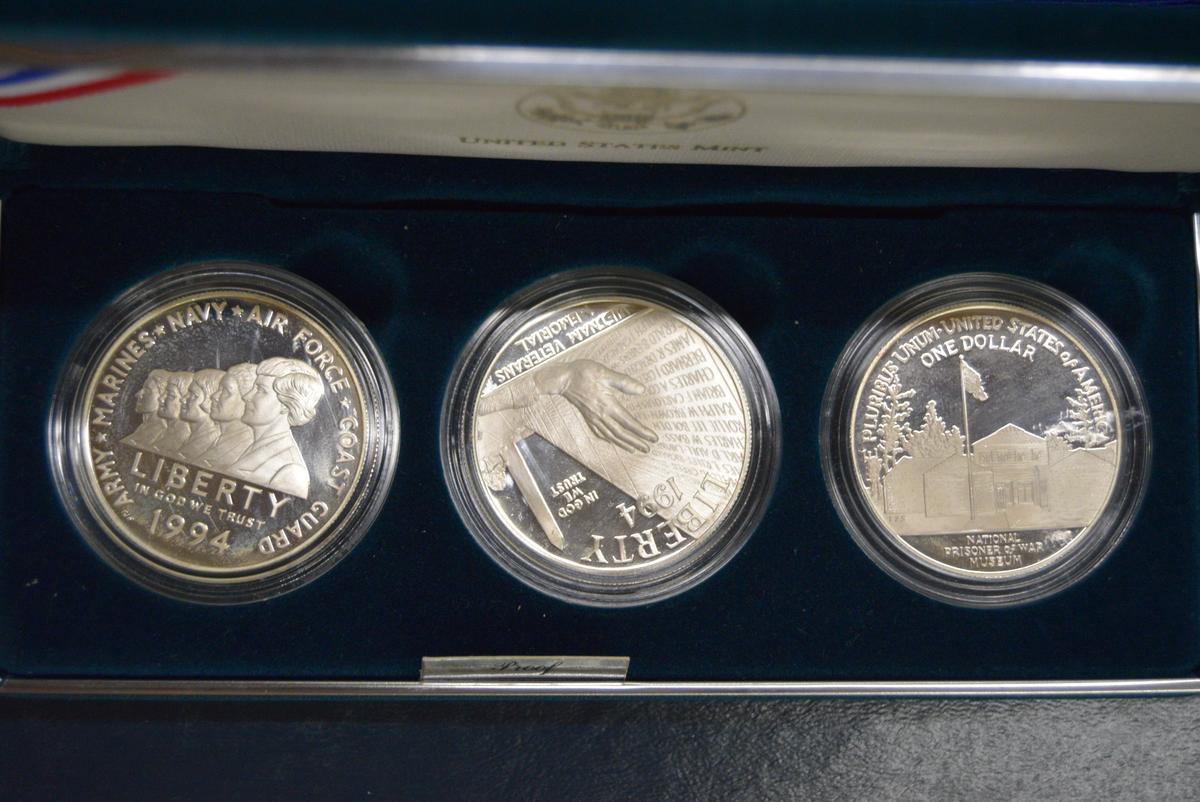 1994 US VETERANS COMMEMORATIVE SILVER DOLLARS! #1