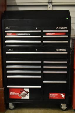 DOUBLE STACK HUSKEY ROLL AROUND TOOL BOX!
