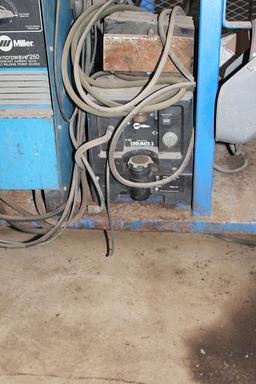 MILLER SYNCROWAVE 250 ARC WELDER WITH COOL MATE 3 , ALSO WITH CART