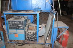 MILLER SYNCROWAVE 250 ARC WELDER WITH COOL MATE 3 , ALSO WITH CART
