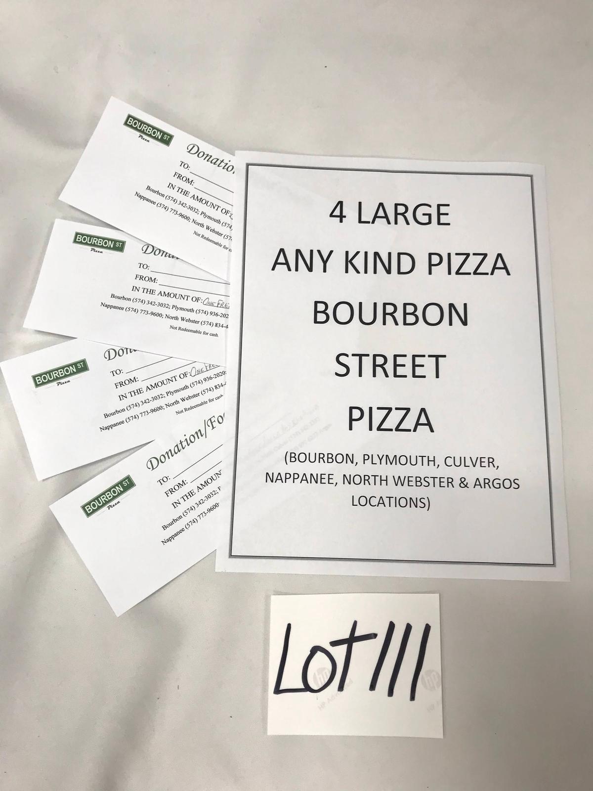 4 Large Pizza's - Donated by Bourbon Street Pizza