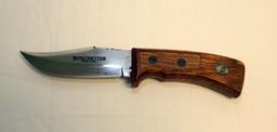 (3) KNIVES: A WINCHESTER HUNTING WOODEN HANDLE 8" AND A WINCHESTER HUNTING