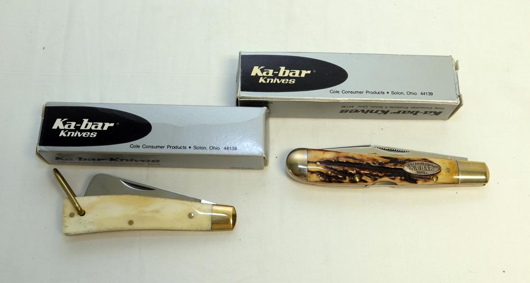 KA-BAR WHALER SINGLE BLADE FOLDING KNIFE AND A KA-BAR 1992 LARGE FOLDING ST