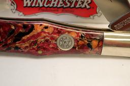 WINCHESTER 10106 CRANBERRY GOLD SWIRL BULLET HEAD  45-70 BULLET KNIFE W/ BOX