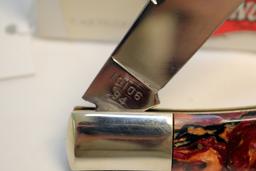 WINCHESTER 10106 CRANBERRY GOLD SWIRL BULLET HEAD  45-70 BULLET KNIFE W/ BOX