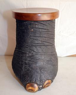 ELEPHANT'S FOOT STOOL W/CERTIFICATE OF RELEASE AND CONFORMITY  AND PHOTO OF