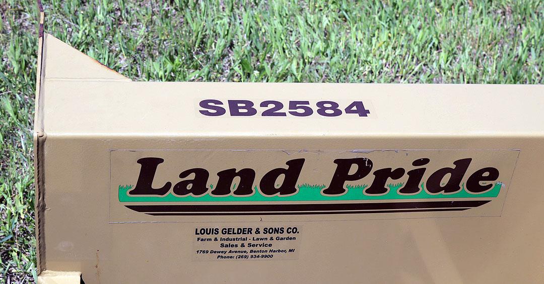 LIKE NEW LAND PRIDE MODEL SB2584 7' SINGLE REEL 3PT SNOW BLOWER W/ HYDRAULIC CHUTE