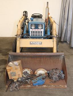 Ford 1000 Diesel Tractor, 2144 Hours, 3 pt. and Kelly Loader 4' with Wheel Weights, Full Set of Chai