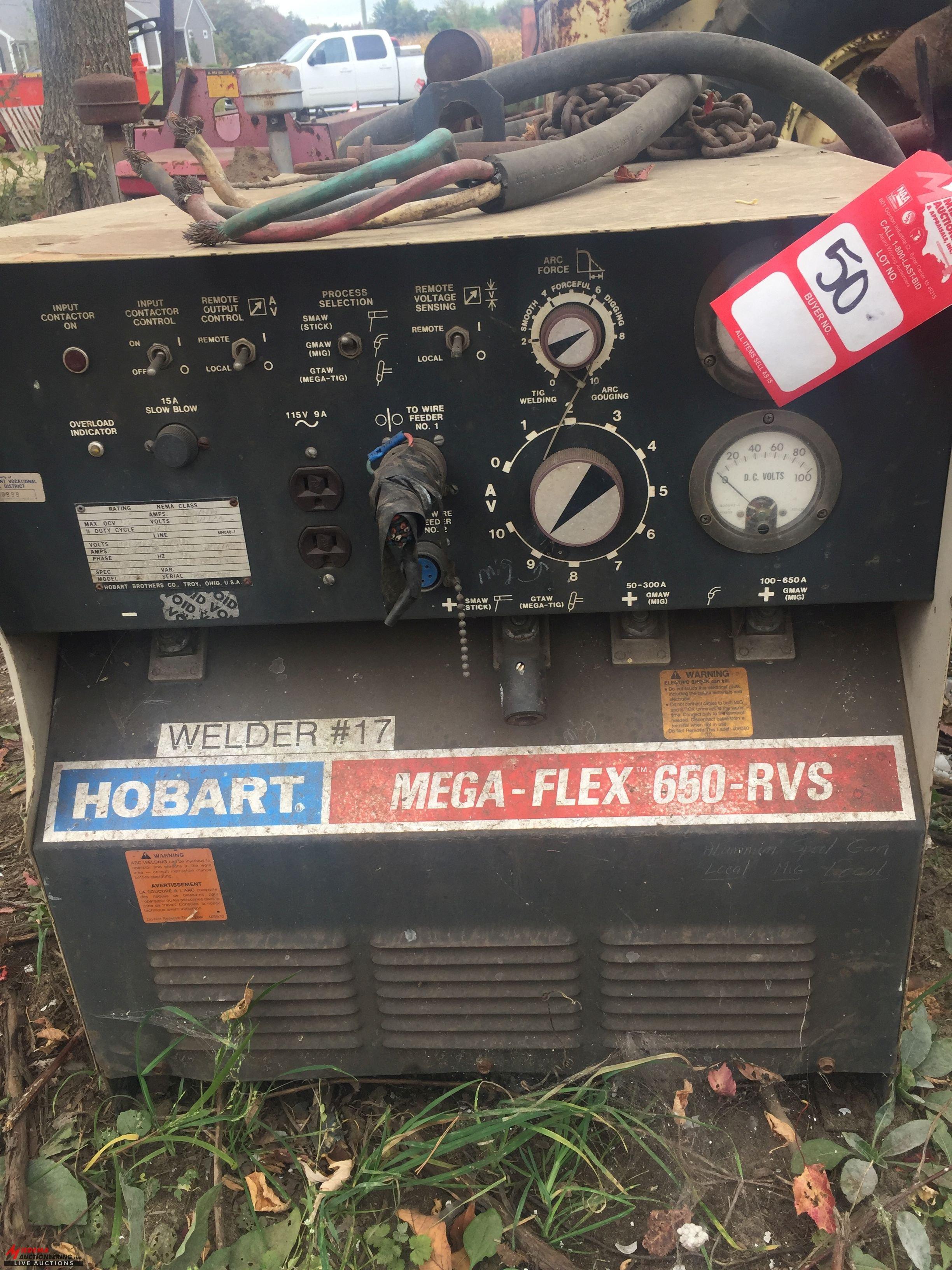 HOBART MEGA-FLEX 650RVS PORTABLE WELDER, RUNNING AND WORKING CONDITION UNKNOWN