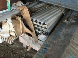 PALLET RACK AND CONTENTS, INCLUDES OLDER FURNACE, GLASS, AUTO BODY PARTS, REAR END AND MORE