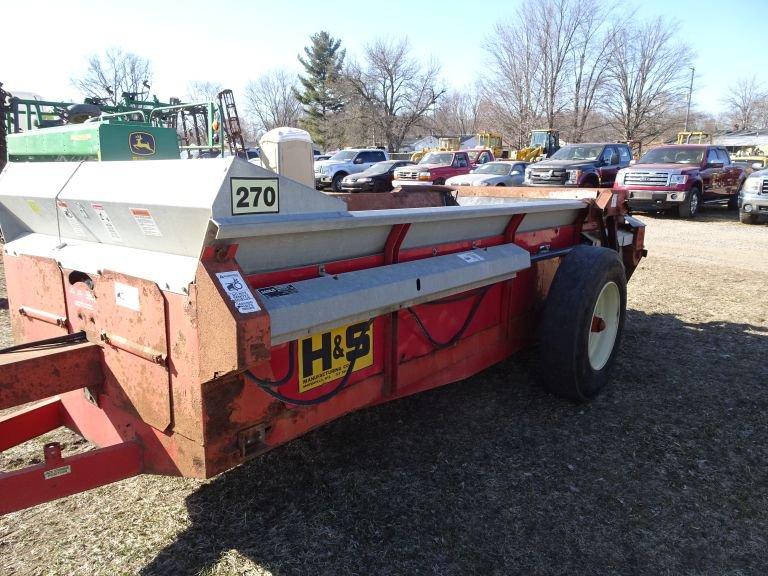 H & S 270 MANURE SPREADER, PTO DRIVEN, HYDRAULIC END GATE, PIN HITCH, S/N 3