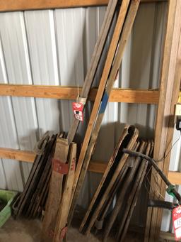 ASSORTED RATCHET STRAPS AND WOODEN TIE DOWNS