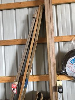 ASSORTED RATCHET STRAPS AND WOODEN TIE DOWNS