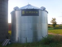 SUPERIOR MFG 10,000 BUSHEL GRAIN BIN, GALVANIZED STEEL, UNLOAD AUGER WITH D