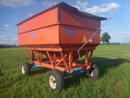 KILLBROS 385 BUSHEL GRAVITY BOX ON KILLBROS 1280 12-TON RUNNING GEAR, 7.5'