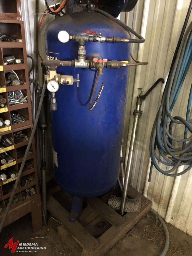 CAMPBELL HAUSFELD APPROX. 60 GALLON CAPACITY VERTICAL AIR COMPRESSOR WITH A 240V, SINGLE PHASE ELECT