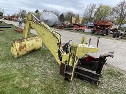 HYDRO-MAC BACKHOE ATTACHMENT, 4' BUCKET, 17'' BUCKET, 3PT, 1 REBUILT CYLINDER