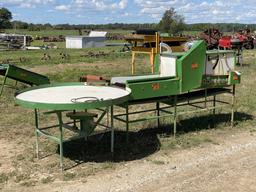 AZS 16'' 14-BRUSH PRODUCE WASHER, 2 TOP BRUSHES, WITH NEW ABSORBERS, ROTARY TABLE, 110 VOLT PLUG
