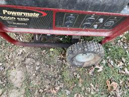 POWERMATE 5000 WATT PORTABLE GENERATOR, RUNS & OPERATES, HAS A FLAT TIRE & BENT RIM