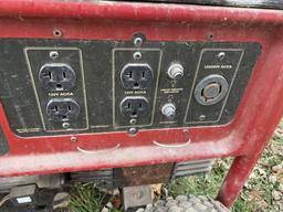 POWERMATE 5000 WATT PORTABLE GENERATOR, RUNS & OPERATES, HAS A FLAT TIRE & BENT RIM