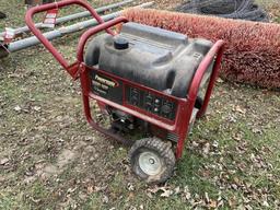 POWERMATE 5000 WATT PORTABLE GENERATOR, RUNS & OPERATES, HAS A FLAT TIRE & BENT RIM