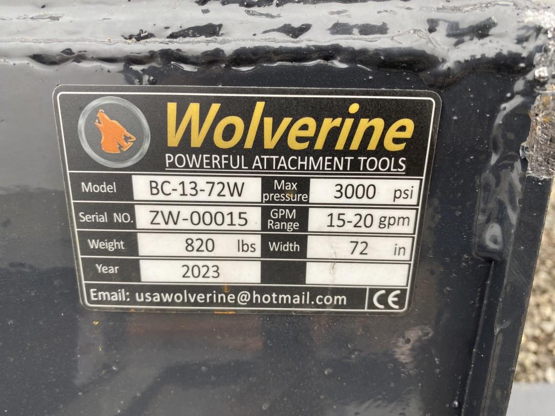 NEW WOLVERINE 72'' BRUSH CUTTER, MODEL BC-13-72W, SKID STEER QUICK ATTACH