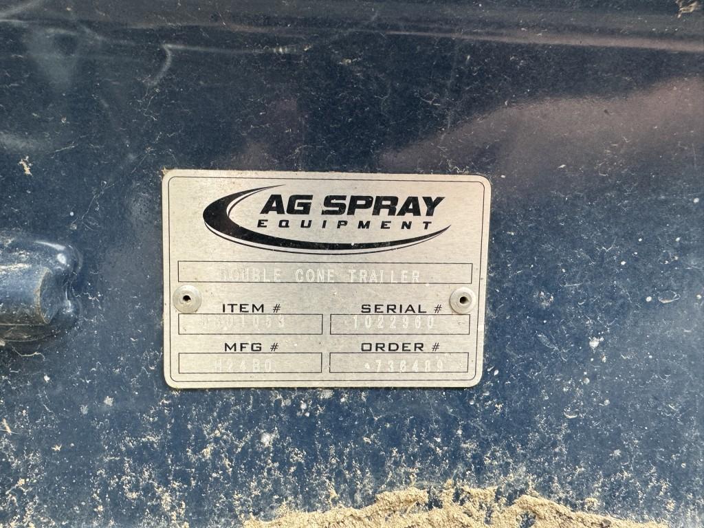 AG SPRAY SINGLE AXLE NURSE TRAILER WITH (2) 3000 GALLON POLLY TANKS