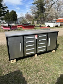 STEELMAN TOOL BOX/WORK BENCH, 10-DRAWERS, 2-CABINETS, 7',  STAINLESS