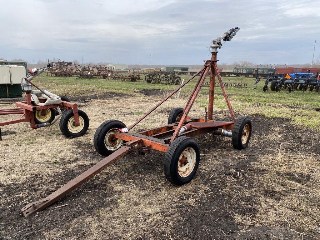 STATIONARY SPRINKER GUN ON A WAGON, TWIN 202 SPRINKLER