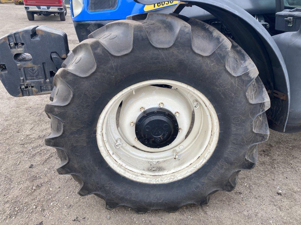 NEW HOLLAND T6030 PLUS TRACTOR, 4WD, 3PT, PTO, 4 REMOTES, 10 FRONT WEIGHTS, 20.8R38 REAR DUALS, 16.9