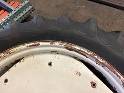FIRESTONE 12.4-42 TIRES ON 8-BOLT RIMS (2 QTY.)