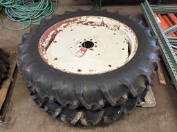 FIRESTONE 12.4-42 TIRES ON 8-BOLT RIMS (2 QTY.)