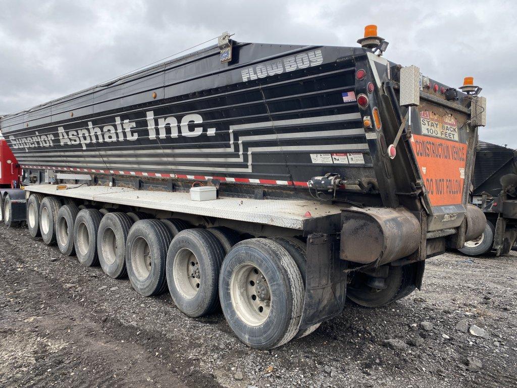 2001 FLOW BOY 8-AXLE LIVE BOTTOM TRAILER, GVWR 136,000 LBS, APPROX 45-TON CAPACITY, TARP, ALL ALUMIN
