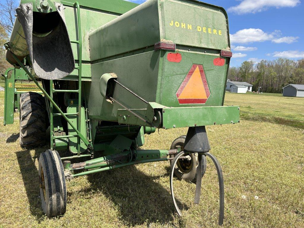 JOHN DEERE 3300 COMBINE, 4-CYLINDER GAS ENGINE, RUNS & MOVES, 2099 HOURS SHOWING, S/N: 100410H