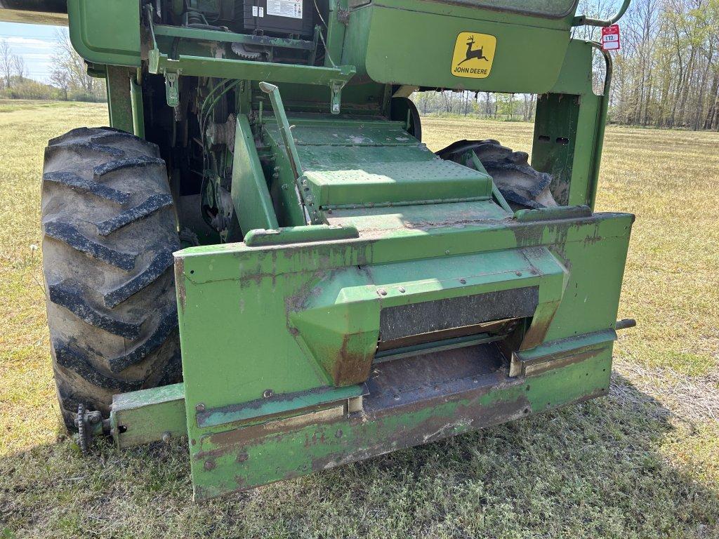 JOHN DEERE 3300 COMBINE, 4-CYLINDER GAS ENGINE, RUNS & MOVES, 2099 HOURS SHOWING, S/N: 100410H