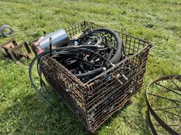 SKID OF ASSORTED HYDRAULIC HOSES, INCLUDES WIRE BASKET