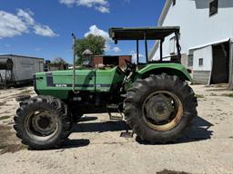 DEUTZ 6275 TRACTOR, 4WD, CANOPY, 3PT, NO TOP LINK, 540 PTO, 2-REMOTES, (12) FRONT WEIGHTS, 18.4-30 R