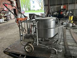 ELECTRIC MILK PUMP WITH STAINLESS CAN ON A CART