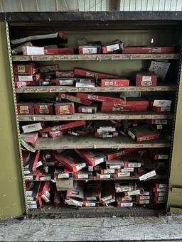 CHAMPION SPARK PLUG CABINET CONTAINING MANY CHAMPION SPARK PLUGS