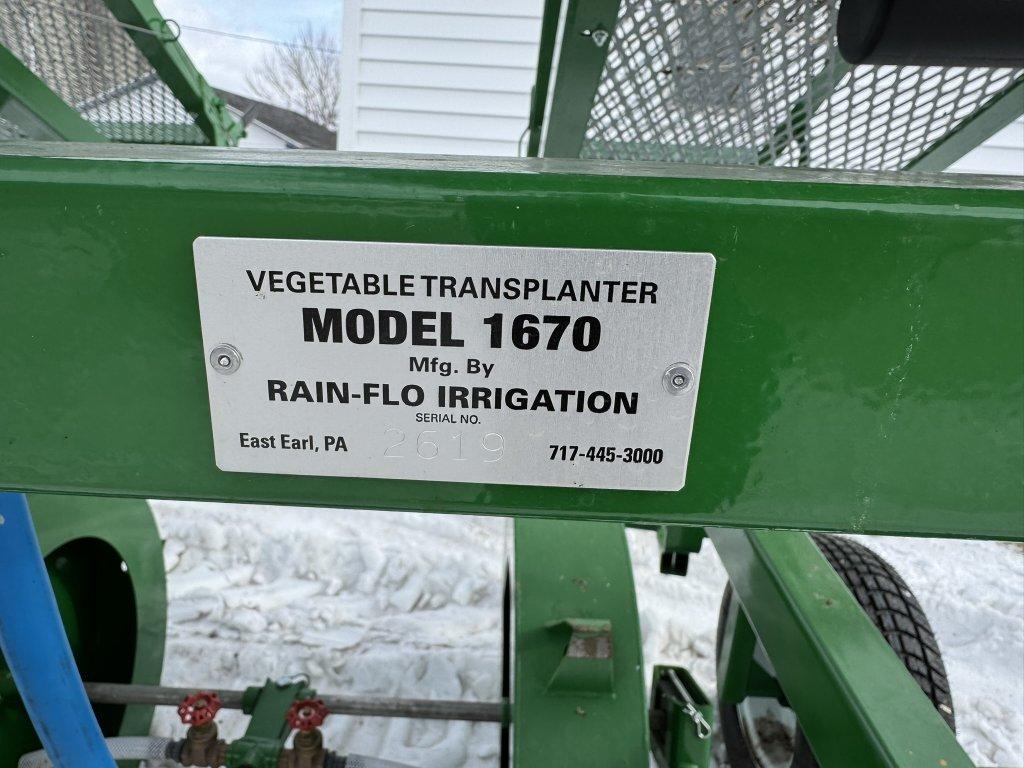 RAIN-FLOW 1670 2-ROW TRANSPLANTER, 80-GALLON POLY TANKS, S/N: 2519