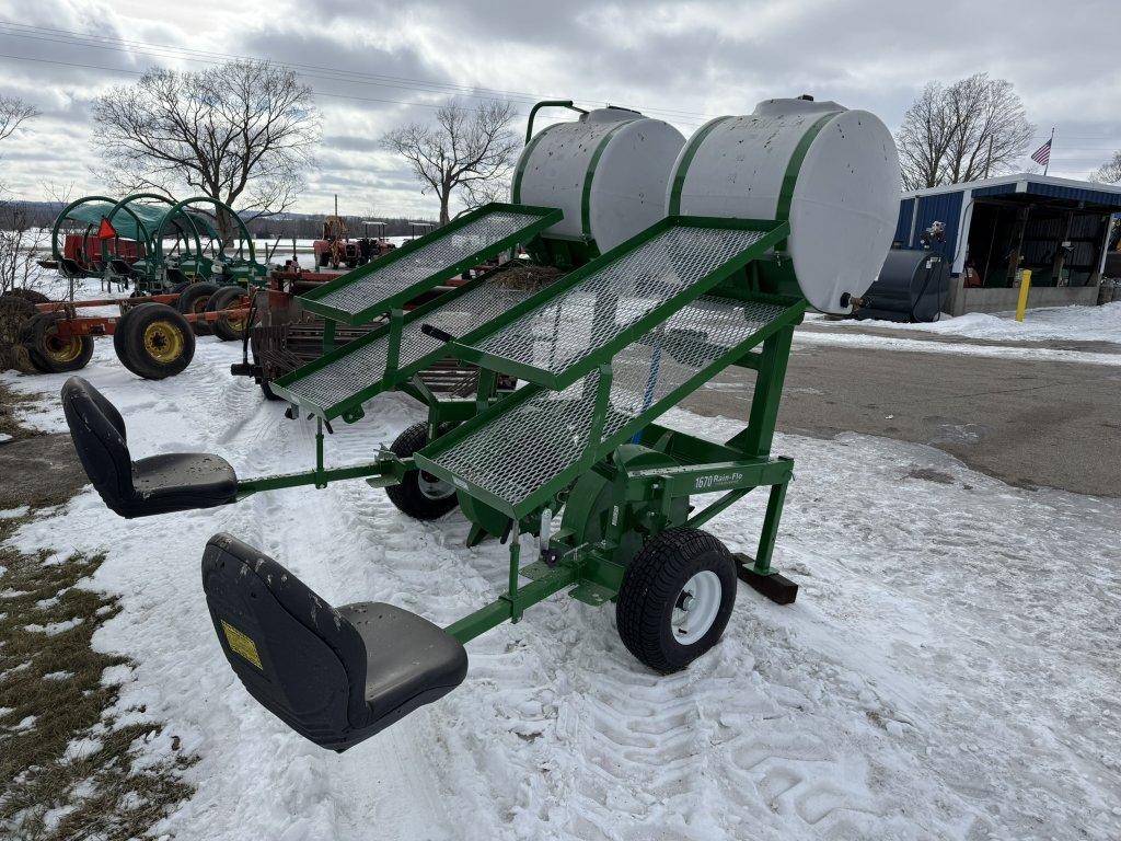 RAIN-FLOW 1670 2-ROW TRANSPLANTER, 80-GALLON POLY TANKS, S/N: 2519